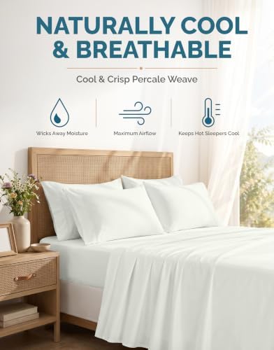 Casa Platino 100% Cotton Sheets California King Size Set - 6 Pieces (1 Flat, 1 Fitted, 4 Pillowcases) - Soft, Breathable & Cooling Percale Bed Sheets with Deep Pockets - Cal King Sheet Set - Silver