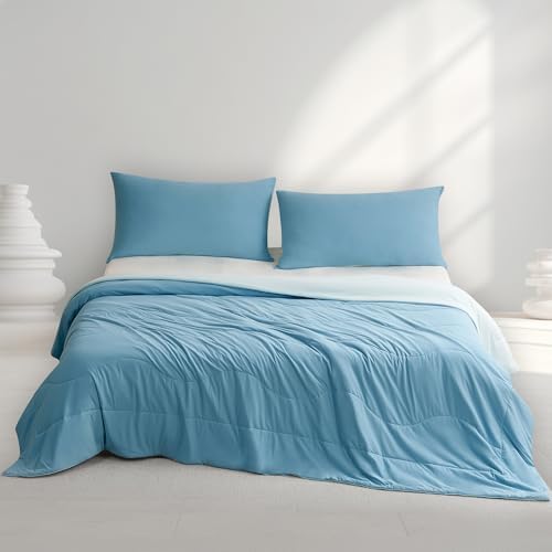 Hotel Grand Cooling Comforter for Hot Sleepers, Cooling Blankets King Size, Q-Max>0.4, Breathable and Soft, Lightweight Blankets for Summer (Blue, 106"x90", Packed with Cooling Pillowcase)