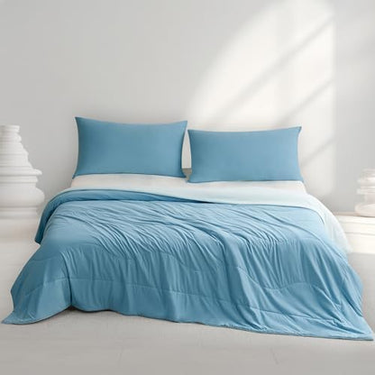 Hotel Grand Cooling Comforter for Hot Sleepers, Cooling Blankets King Size, Q-Max>0.4, Breathable and Soft, Lightweight Blankets for Summer (Blue, 106"x90", Packed with Cooling Pillowcase)