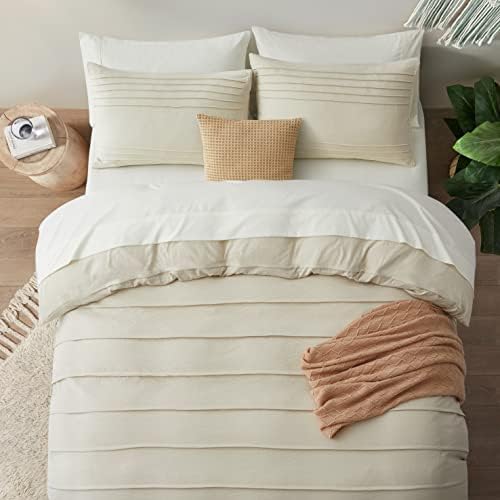 Oli Anderson 2PCS Pleated Duvet Cover Set, Beige, Twin