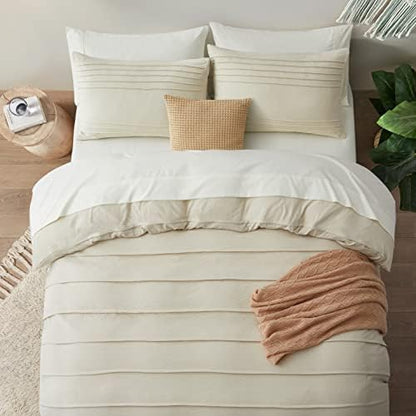 Oli Anderson 2PCS Pleated Duvet Cover Set, Beige, Twin