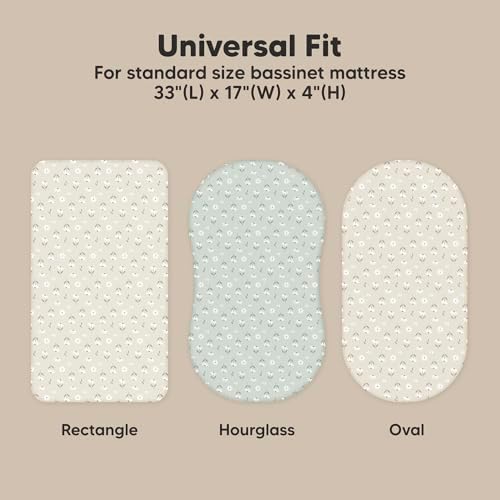 2pk Organic Baby Bassinet Sheets Boys, Girls, Fitted Sheet (Daisies)