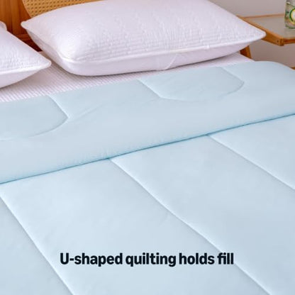 Amazon Basics Cooling Comforter, Temperature Regulating Blanket for Hot Sleepers, Summer & All Season Bedding, Lightweight, 106"x90", King, Blue