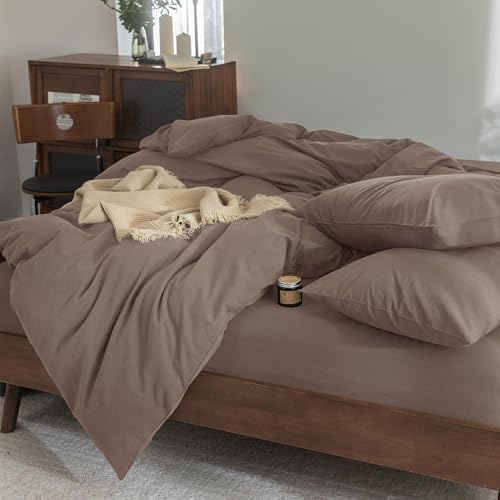 FOSSA Duvet Cover Set 100% Washed Cotton Linen Feel Super King