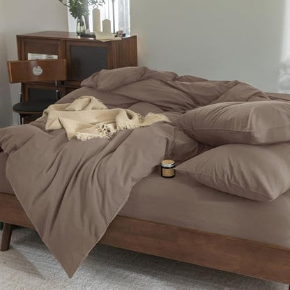 FOSSA Duvet Cover Set 100% Washed Cotton Linen Feel Oversized King Plus