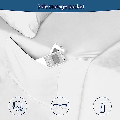 Moonsea Deep Pocket King Sheet Set - 6 Piece Bed Sheets King Size - White