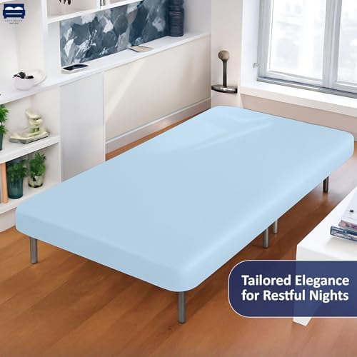 1 PC Cot Size 28" x 75" Fitted Sheet Only, 100% Egyptian Cotton, Light Blue