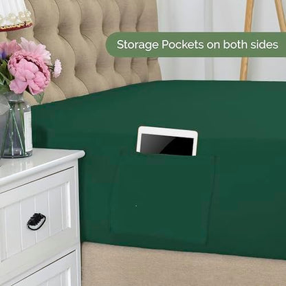 Elegant Comfort 1500 Premium Hotel Quality 18-21 Inches Deep - Extra Deep Pocket Single Fitted Sheet for High Mattress, Luxury and Softest, Smart Pocket - Wrinkle Free, Queen, Hunter Green