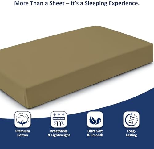 1 Piece King Size Fitted Sheet Only, 15-Inch Deep Mattress, Taupe Solid