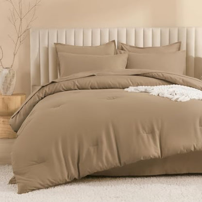 Litanika Taupe Super King Plus Comforter with Sheets - 7 Pcs Bed in a Bag