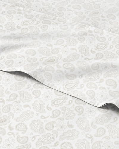 King 4 Piece Floral Sheet Set - Soft, Breathable & Cooling - Taupe Paisley