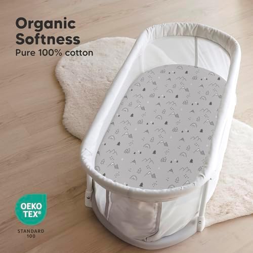2pk Organic Baby Bassinet Sheets Boys, Girls, Fitted Sheet (Woodland)