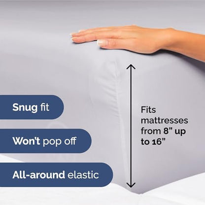 Split King Size 5 Piece Sheet Set - Soft & Cooling Bed Sheets - Light Lilac