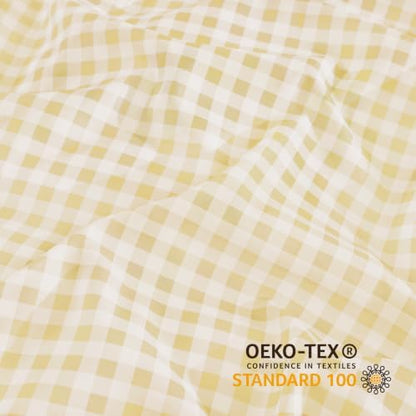 Andency Gingham Duvet Cover Twin Size, Yellow Checkered Plaid Bedding Set with Zipper Closure & Corner Ties, 2 Pieces Soft Prewashed Microfiber Comforter Cover for Dorm Kids