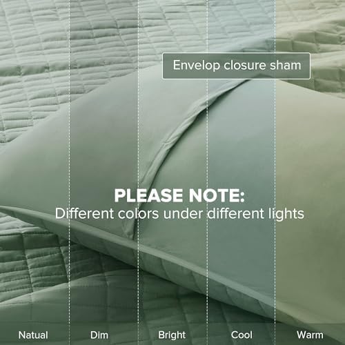 Comfort Spaces Kienna Twin Quilt Bedding Set 2 Piece, 66"x 90" Sage Green