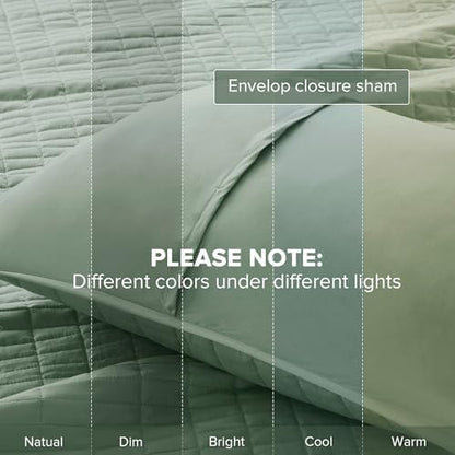 Comfort Spaces Kienna Twin Quilt Bedding Set 2 Piece, 66"x 90" Sage Green