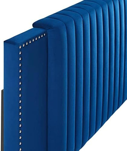 Modway MOD-6662-NAV Felicity Channel Tufted Performance Velvet Full/Queen Headboard, Navy