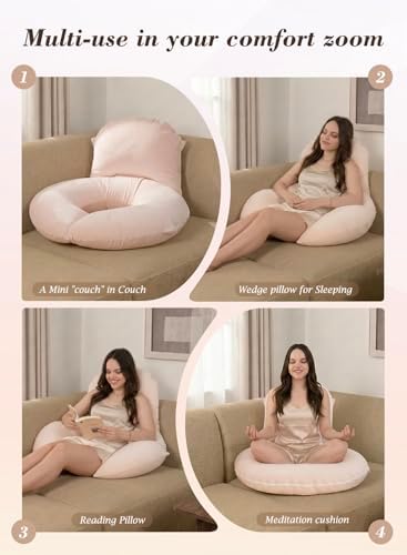 INSEN Wedge Pillow Set for Sleeping and After Surgery, Use for Acid Reflux, Reading and Relaxing, Headboard Pillow for Sitting in Bed, Beige