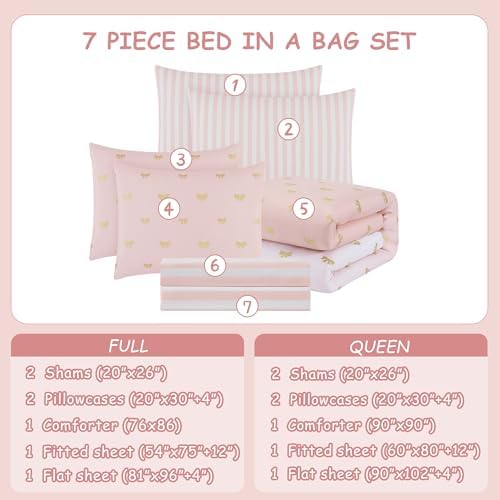 Full Size Comforter Sets for Girls-7 Pieces Soft Full Size Bedding Sets
