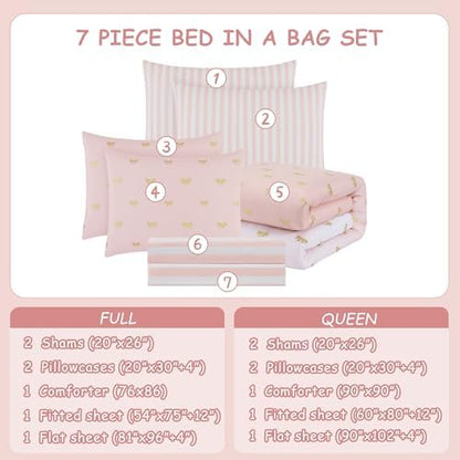 Full Size Comforter Sets for Girls-7 Pieces Soft Full Size Bedding Sets