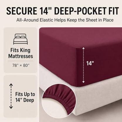 CozyLux King Size Comforter Set Burgundy - 7 Pieces Bed in a Bag