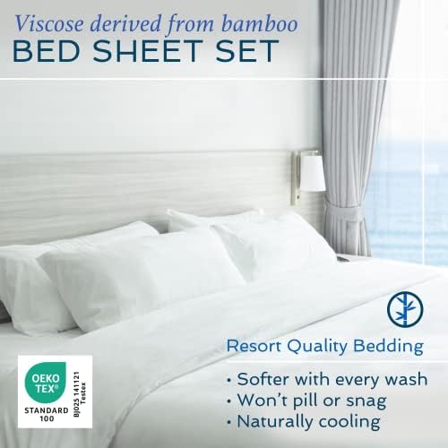 Hotel Sheets Direct 100% Viscose Derived from Bamboo Sheets Set Twin - Cooling Bed Sheets with 1 Pillowcase- Breathable, Moisture Wicking & Silky Soft Sheets Set- Light Pink
