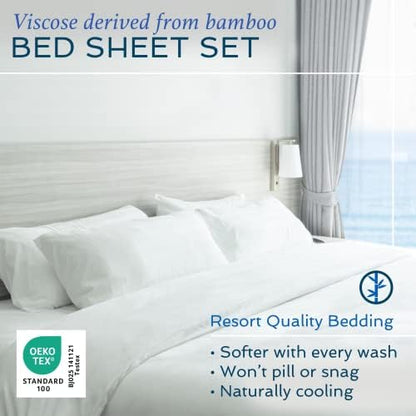 Hotel Sheets Direct 100% Viscose Derived from Bamboo Sheets Set Twin - Cooling Bed Sheets with 1 Pillowcase- Breathable, Moisture Wicking & Silky Soft Sheets Set- Light Pink