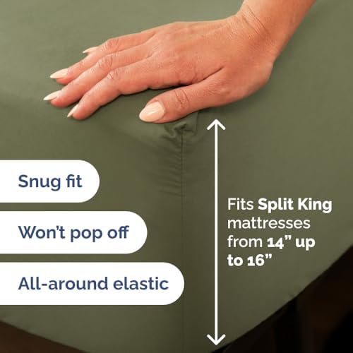 Flex Top Split Head King 4 Piece Sheet Set - Soft & Breathable - Sage Green