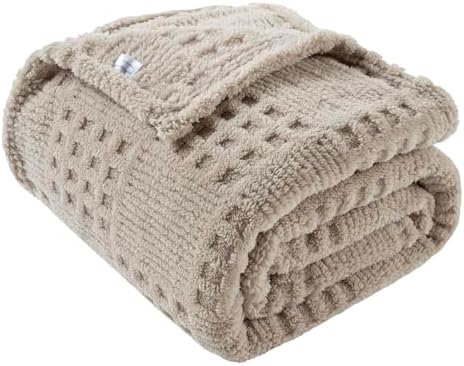 90x104 Inch Brown Waffle Queen Blanket - Soft & Fluffy Fleece, Neutral Tan Color, Cute & Aesthetic, Perfect for Sofa, Couch, Bed, Living Room & Bedroom, All-Season Use, Plush & Cozy Decorative Blanket