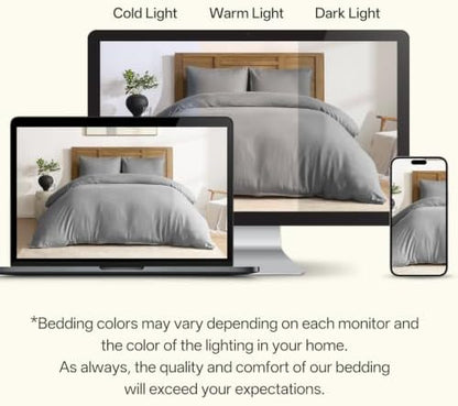DAPU 100% French Linen Duvet Cover 3Pcs Set, 170GSM Linen Bedding, Queen