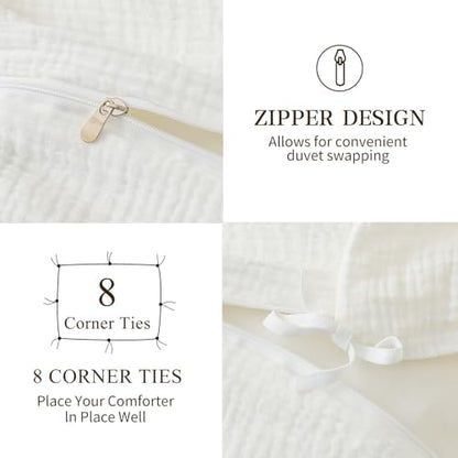 MEISHANG Muslin Duvet Cover Queen Size - 100% Organic Cotton