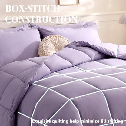 DOWNCOOL Comforters Queen Size, Duvet Insert, Light Purple All Season Duvet, Lightweight Quilt, Down Alternative Hotel Comforter with Corner Tabs (Light Purple, Queen 88x92 Inches)