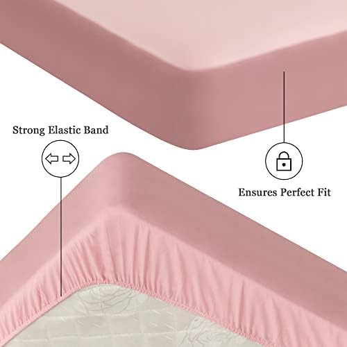 Sufdari Twin XL Mattress Protector,Waterproof Mattress Protector,Fitted Sheet Style Mattress Cover with 18" Deep Pocket,Washable and Comfortable-Pink,Twin XL