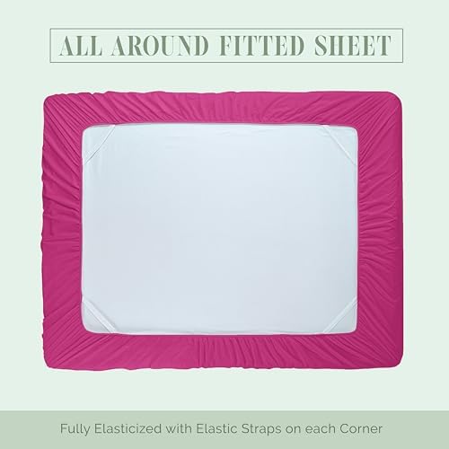 Elegant Comfort 4-Piece Bed Sheet Set - Luxury Bedding 1500 Premium Hotel Quality Microfiber, All Around Elastic 18-24 Inches Deep Fitted Sheet- Extra Deep Pocket Sheets, Twin/Twin XL, Hot Pink