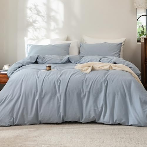 FOSSA Duvet Cover Set 100% Washed Cotton Linen Feel King