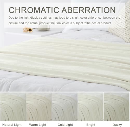Chenille Throw Blanket for Couch 60" x 80" Twin, Ivory White