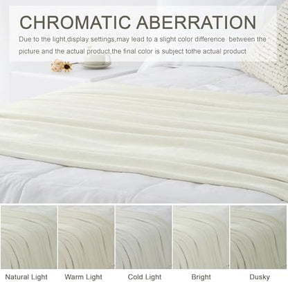 Chenille Throw Blanket for Couch 60" x 80" Twin, Ivory White