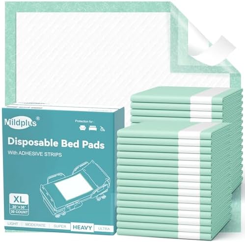 MILDPLUS Disposable Bed Pads with Adhesive Strip 30" x 36" (10 Counts)