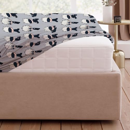 Allenjoy Twin Size Sorcerers Fitted Sheet Anime Bed Flat Sheets Bedding Set Deep Pockets Up to 16" Bedroom Decor with 1 Pillowcase SC00230-009