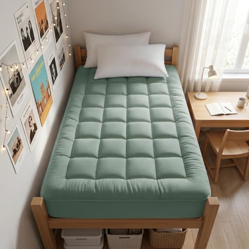 EASELAND Twin XL Mattress Pad Cotton Pillow Top Mattress Topper for Dorm