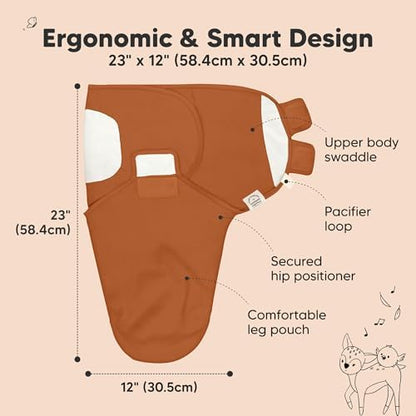 KeaBabies 3-Pack Organic Baby Swaddles for Newborns, Terracotta, 0-3M