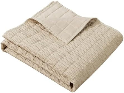 Levtex Home Cloud Waffle - Throw - Waffle Textured - Flax Beige - Throw (50x60in.) - Cotton