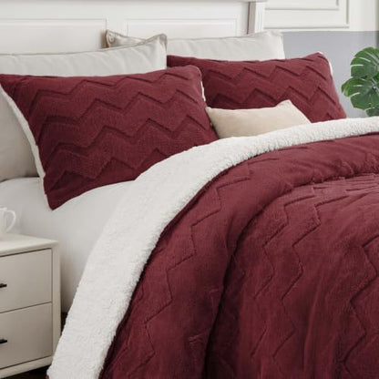 BEDELITE Fluffy Sherpa Queen Comforter Set,Caramel