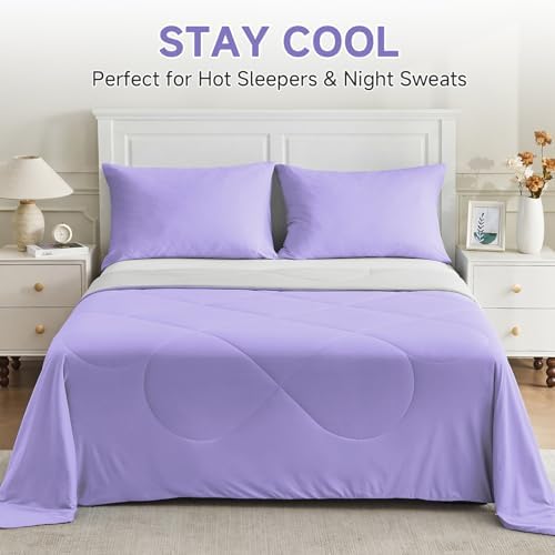 HOMFINE Cooling Comforter for Hot Sleepers King/Cal King, Purple 108"x90"