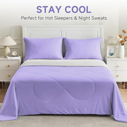 HOMFINE Cooling Comforter for Hot Sleepers King/Cal King, Purple 108"x90"