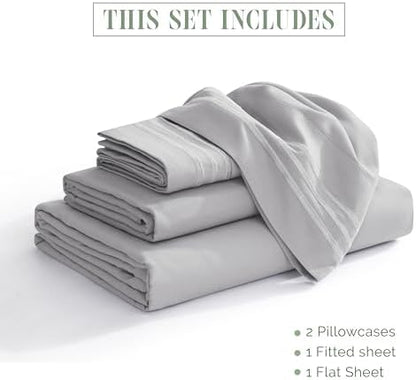 Elegant Comfort 4-Piece Bed Sheet Set - Luxury Bedding 1500 Premium Hotel Quality Microfiber, All Around Elastic 18-24 Inches Deep Fitted Sheet- Extra Deep Pocket Sheets, California King, Silver Grey