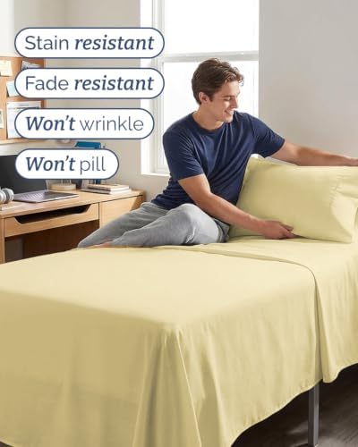 Twin 4 Piece Bed Sheet Set - Breathable & Cooling Sheets - Butter Yellow