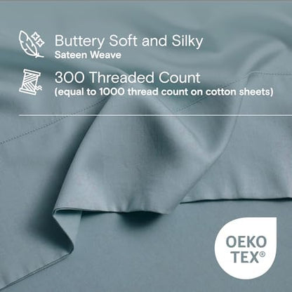 Sijo AiryWeight Tencel Sheet Set, 100% Lyocell Derived from Eucalyptus, Buttery Soft, Architectural Digest Best Cooling Sheets Winner - 4pc - 2 Pillowcases 1 Fitted 1 Top (Teal, Cal King)