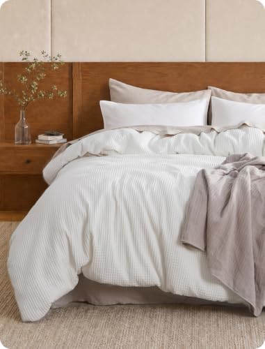 Bedsure PureWoven Cal King Cotton Waffle Duvet Cover, Duvet Cover Only