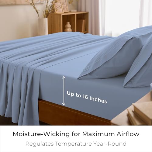 Mellanni Iconic 4-Piece, Ultra Soft Sheet Set (Full, Sky Blue)